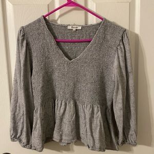 Madewell Lucie V Necked Smocked Top
